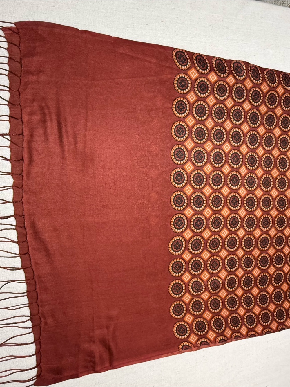 Women's Rust Patterned Scarf - Picture 2 of 5